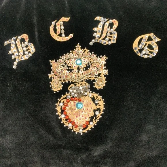 Y2K Vintage BCBG MaxAzria Velour Embellished Black Track Jacket Women Sz Large - Picture 4 of 13